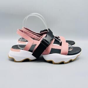 Sorel Sandals Womens 9 Pink Leather Kinetic Impact Platform Strappy Slingback